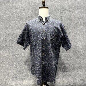 Vintage American Blue Classics Mens L Paisley Shirt Made USA Short Sleeve